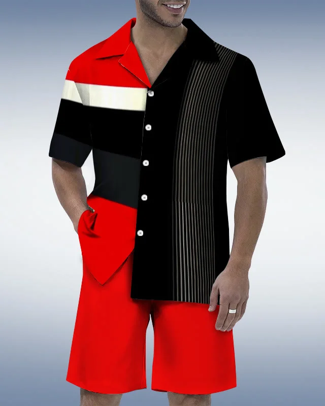 Suitmens Men's Contrasting Geometry Shirt Set  0295