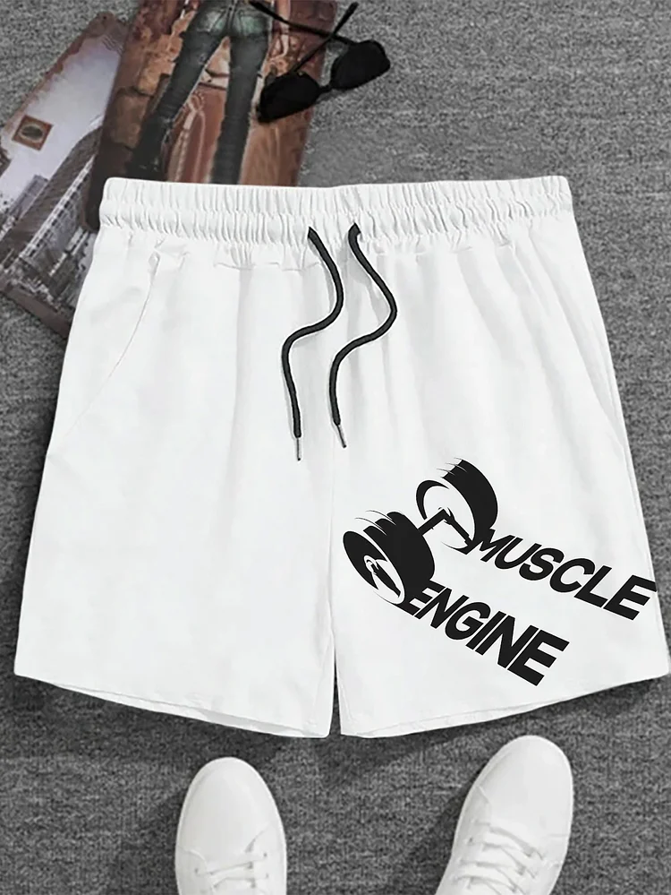 Men's Muscle Engine Print Casual Workout Shorts