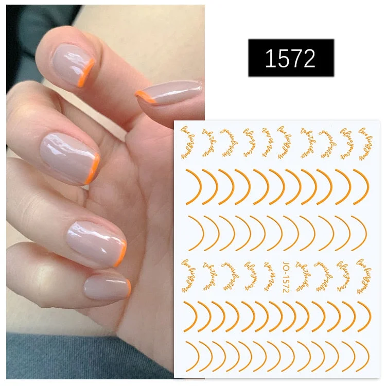 1PC Sliver Striping Tape 3D Nail Stickers Laser Geometry Lines Slider For Nails Gel Polish Decals For Manicures Decoration-Nail Inspo