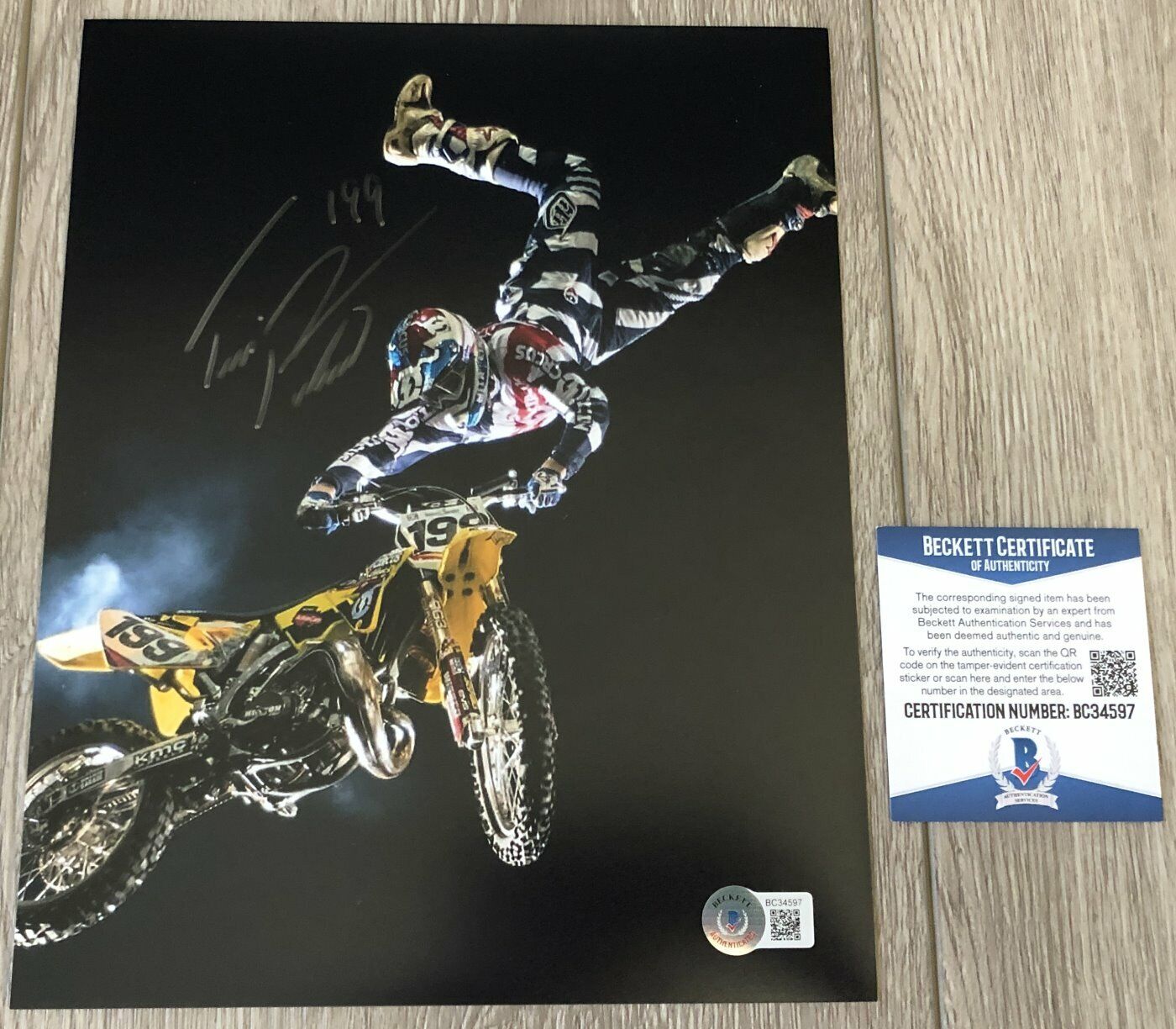 TRAVIS PASTRANA SIGNED SUPERCROSS X GAMES 8x10 Photo Poster painting C w/PROOF & BECKETT BAS COA