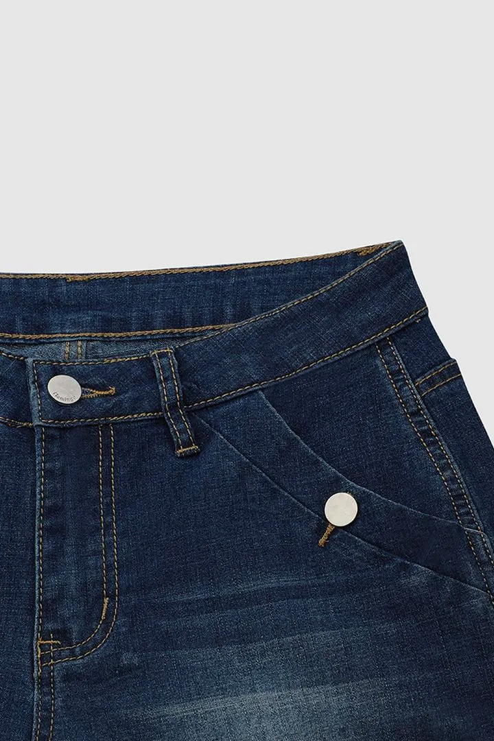 Denim Casual Loose Plain Jeans