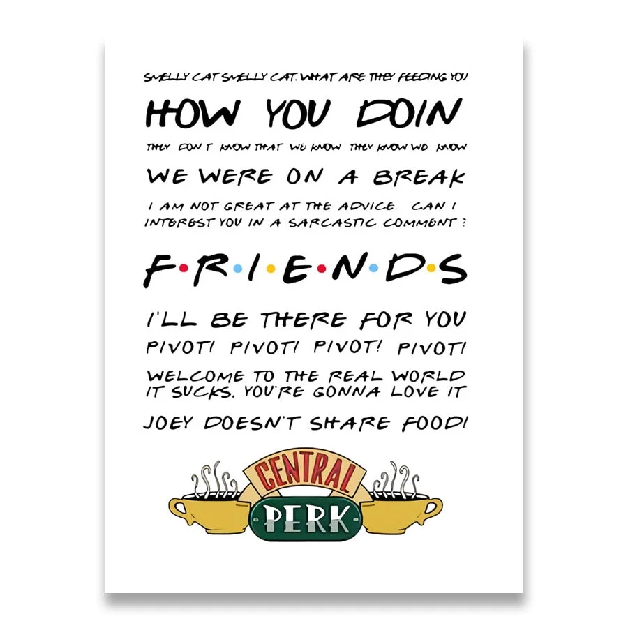 Central Perk Watercolor Canvas Picture Friends TV Show Wall Art Poster Couch Restaurant Print Painting Living Room Home Decor