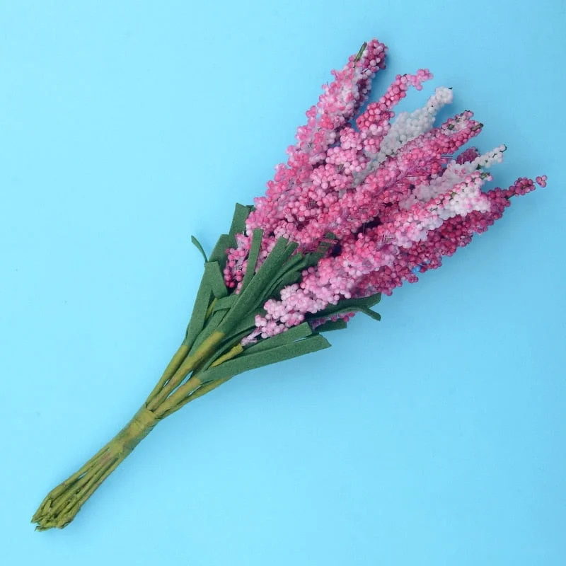 10pcs Cheap Artificial Mini Lavender Foam Flower Bouquet For Wedding Flower Decoration Scrapbooking DIY Wreath Fake Rose Flowers