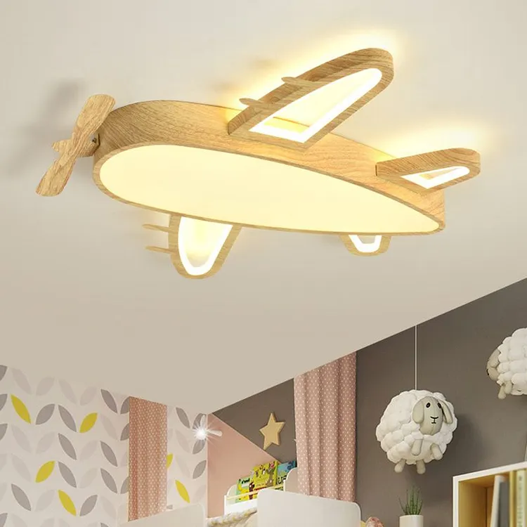Minori Modern Art Deco Airplane Flush Mount Ceiling Light, Wood/Dark Wood