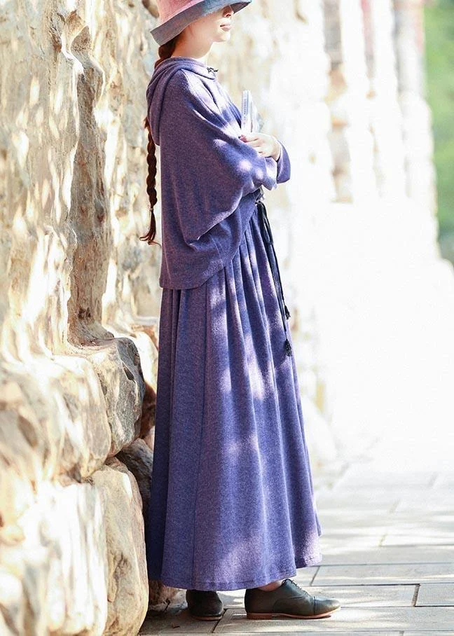 Knitted Skirt New Long Sleeve Knitted Sweater Purple Suit For Women