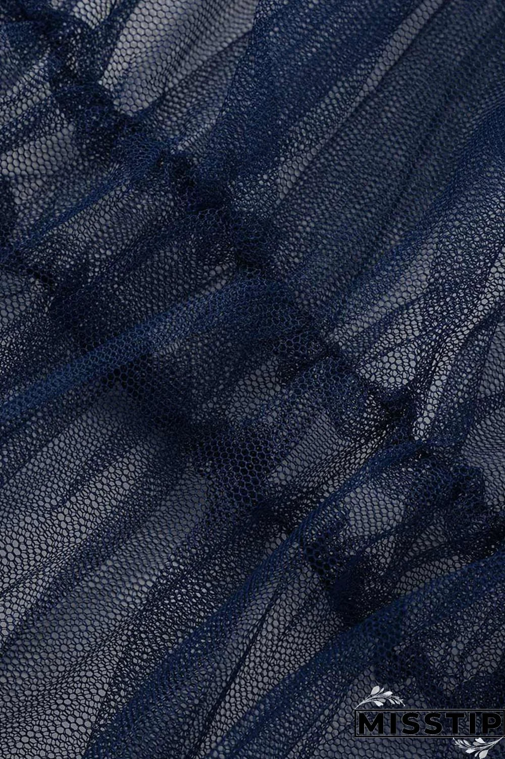 Deep Blue Fashion Casual Plus Size Patchwork Mesh Turndown Collar Short Sleeve Dress