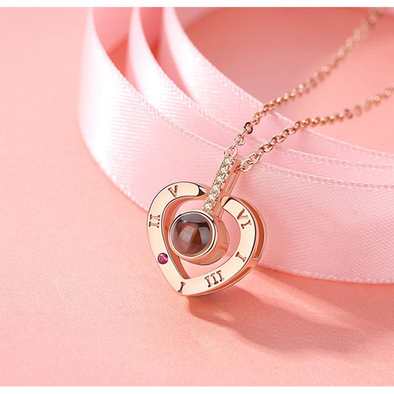 Loveyoufancy  I love you Heart Photo Projection Necklace