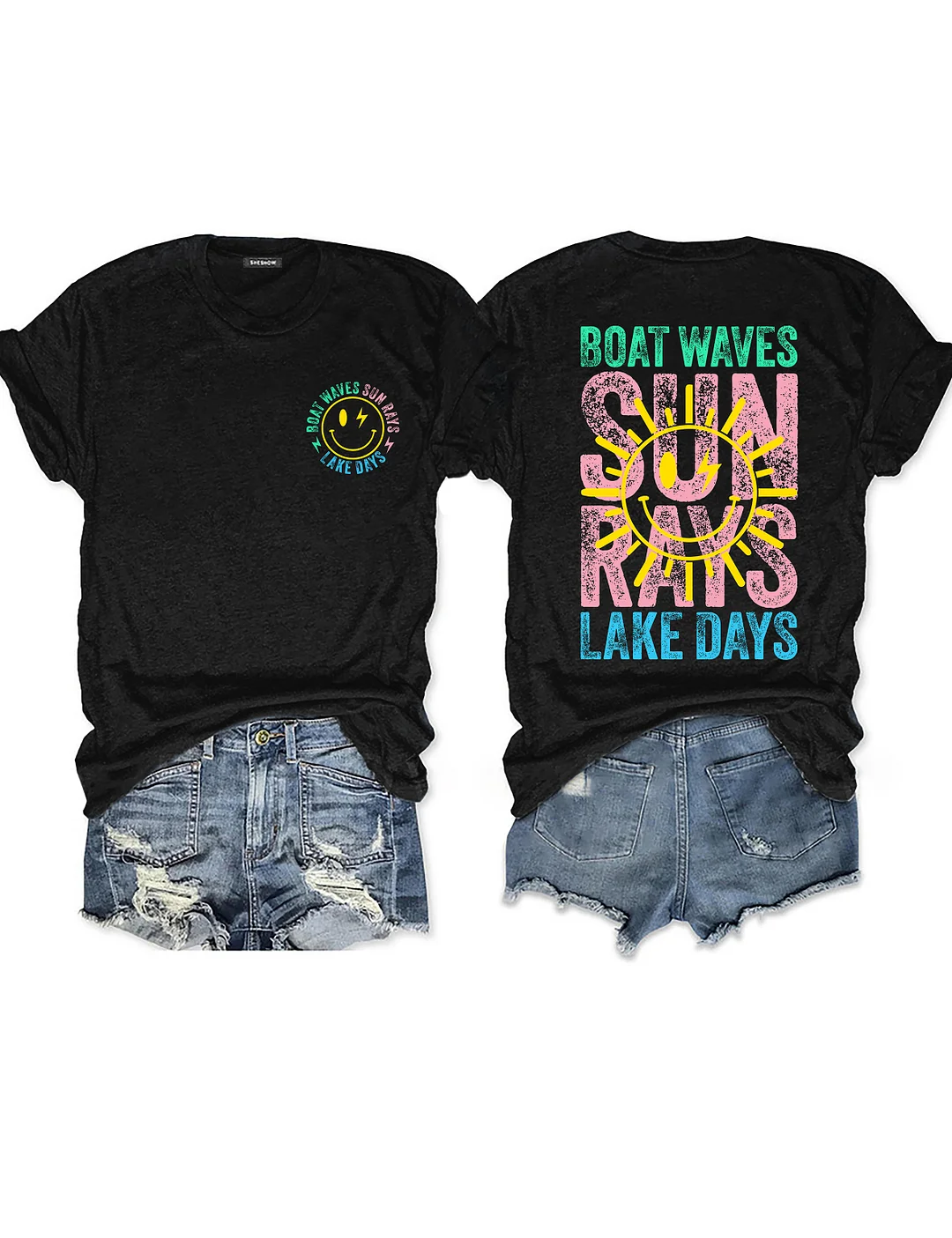 Boat Waves Sun Rays Lake Days T-shirt