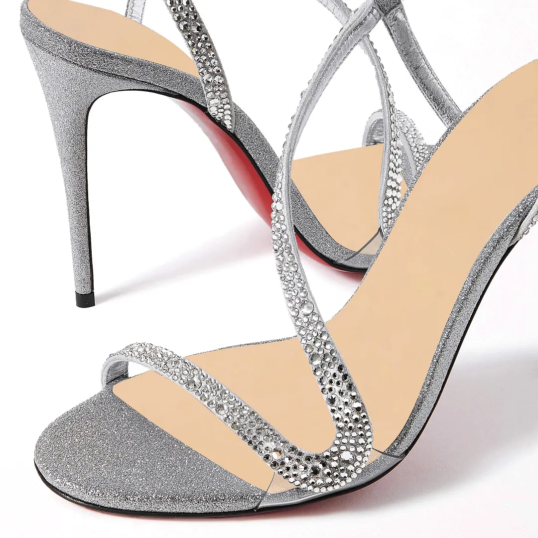 100mm Spotlight Wavy Straps Sandals Red Bottom Stilettos-vocosishoes