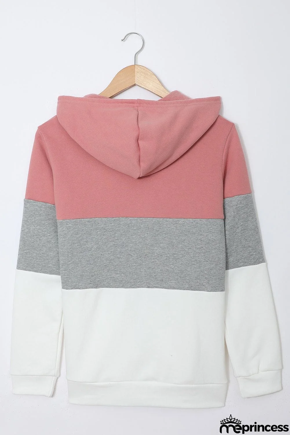 Zip Front Color Block Splicing Drawstring Hoodie
