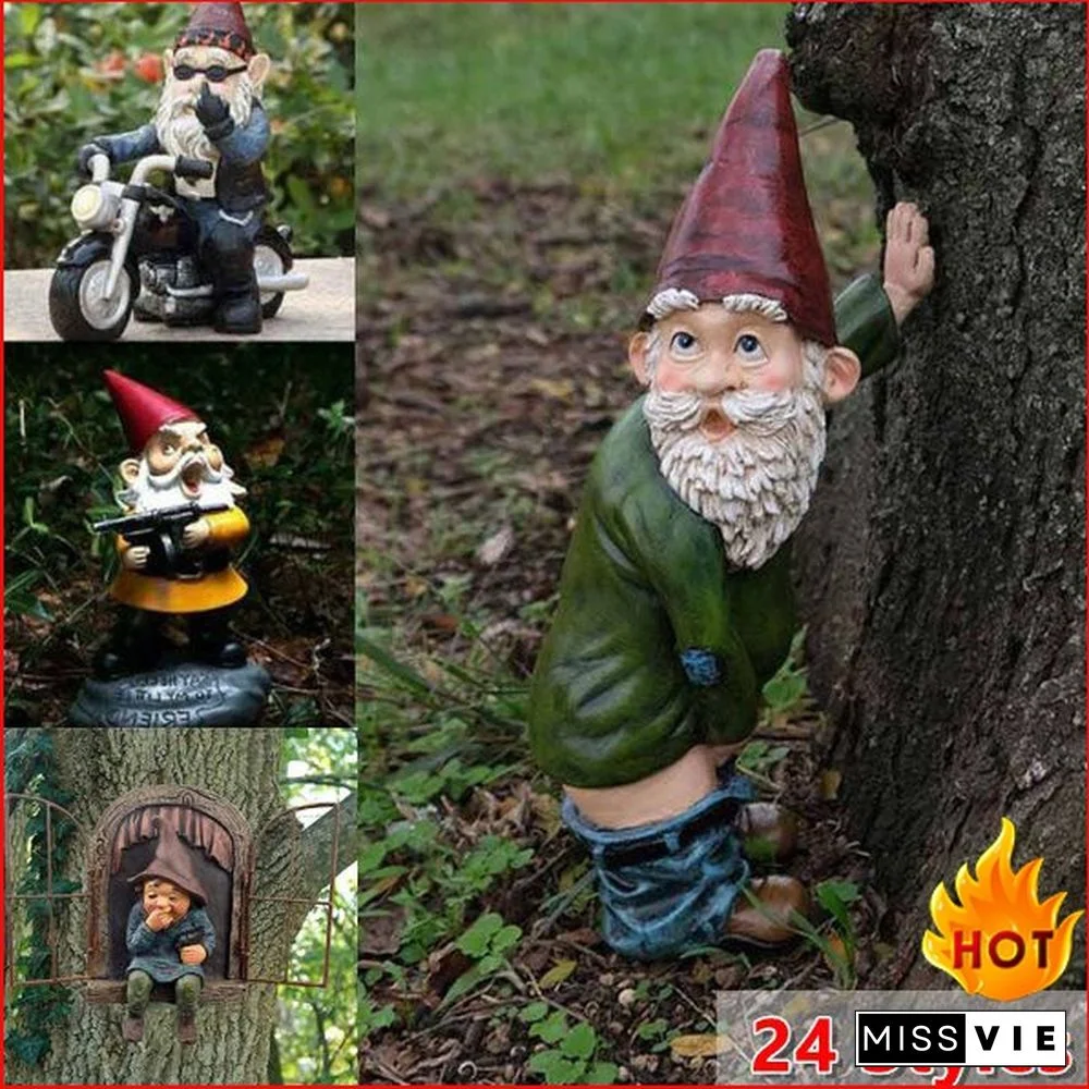 【New】Fairy Resin Statues Miniature Mini Elf Sculpture Dwarf Funny Gnome Statue, Naughty Garden Figurines, For Patio, Yard, Lawn