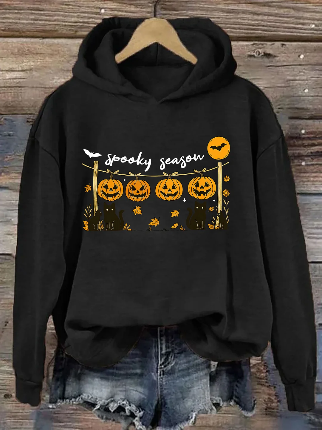 Spooky Season Pumpkin & Cat Hoodie