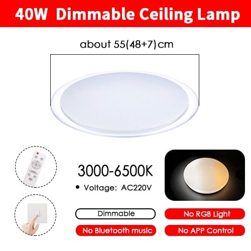 Modern LED Ceiling Light Bluetooth Music RGB Dimmable Lamp 36W 40W APP Remote Control Colourful Party Bedroom
