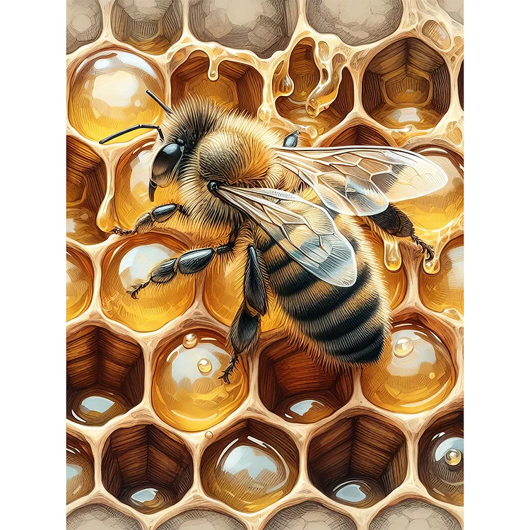 Flower Bee 30*40CM (Canvas) Full Round Drill Diamond Painting gbfke