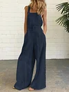 Empire Wide Leg Solid Color Jumpsuit