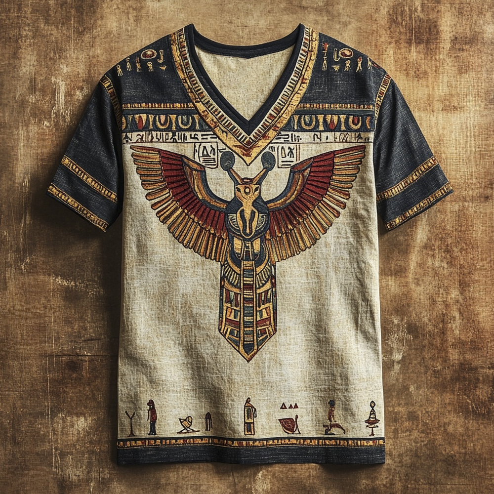 Vintage Egyptian Scarab Totem Men's Linen T-shirt