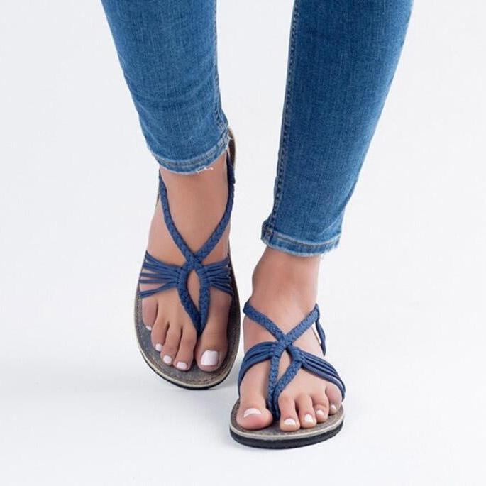 GOOSHOE Weave Strings Slip-on Flat Women Beach Sandals