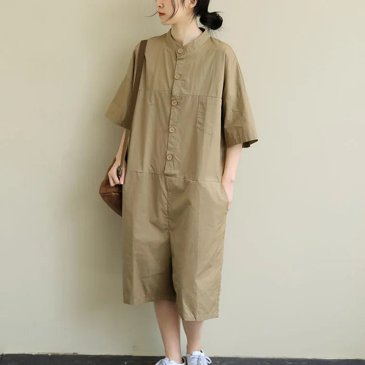 Artistic loose casual large Size Cropped Thin Jumpsuit
