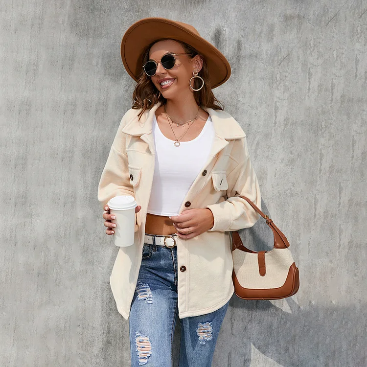 All-match casual shirt long-sleeved jacket top Flusfy
