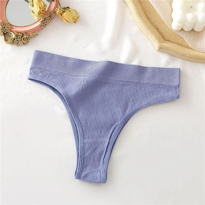 1/2PCS Thong Panties Sexy Underwear for Women G-String Female Underpants Solid Color Briefs Girls Seamless Intimates Lingerie