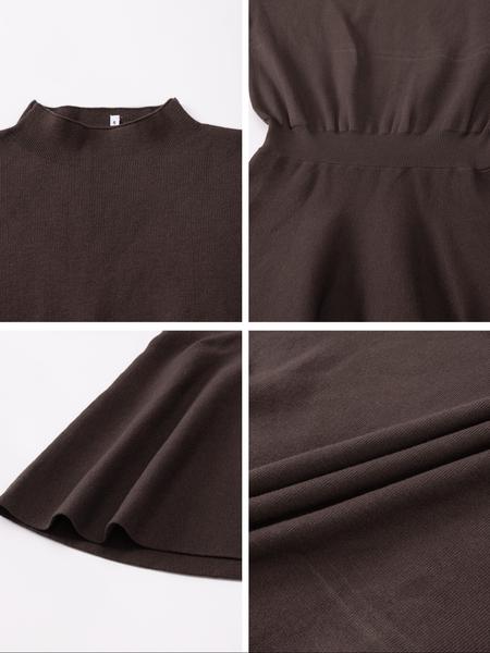Women's Casual Half-High Neck Long Sleeve Knit Dress, Plain Color Loose-Fitting Sweater Dress, Fall & Winter Fashion Women's Casual Half-High Neck Long Sleeve Knit Dress, Plain Color Loose-Fitting Sweater Dress, Fall & Winter Fashion