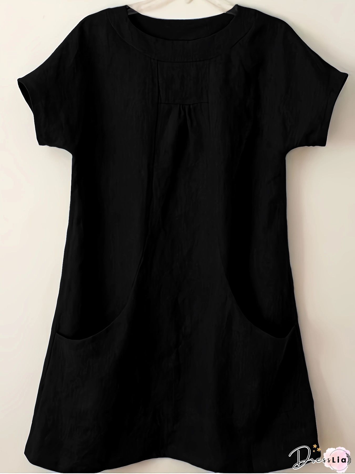 Short Sleeve Pockets Cotton-Blend Shirts & Tops Linen