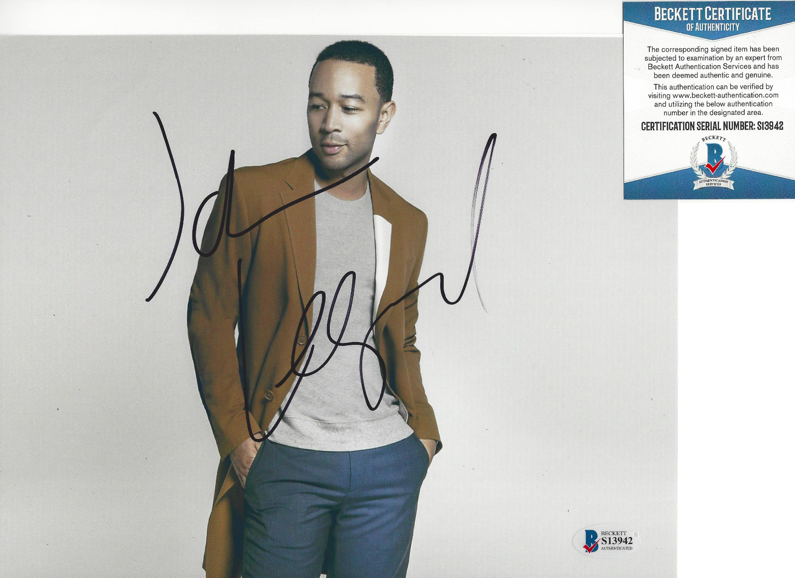 SINGER JOHN LEGEND SIGNED AUTHENTIC 8X10 Photo Poster painting R&B SOUL GLORY BECKETT COA BAS