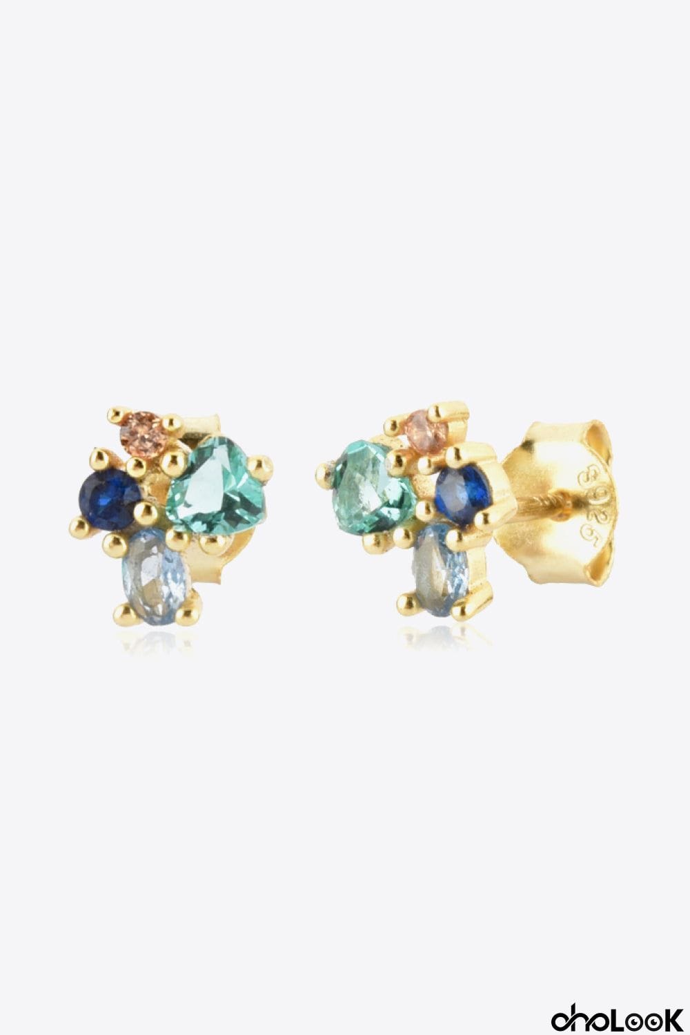 Multicolored Zircon 925 Sterling Silver Stud Earrings