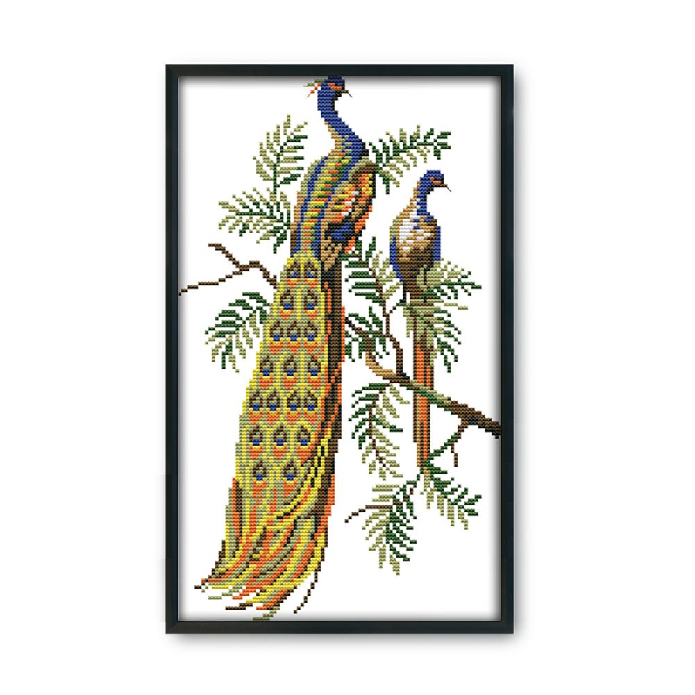

Two peacocks - 14CT Stamped Cross Stitch - 22*36cm, 501 Original