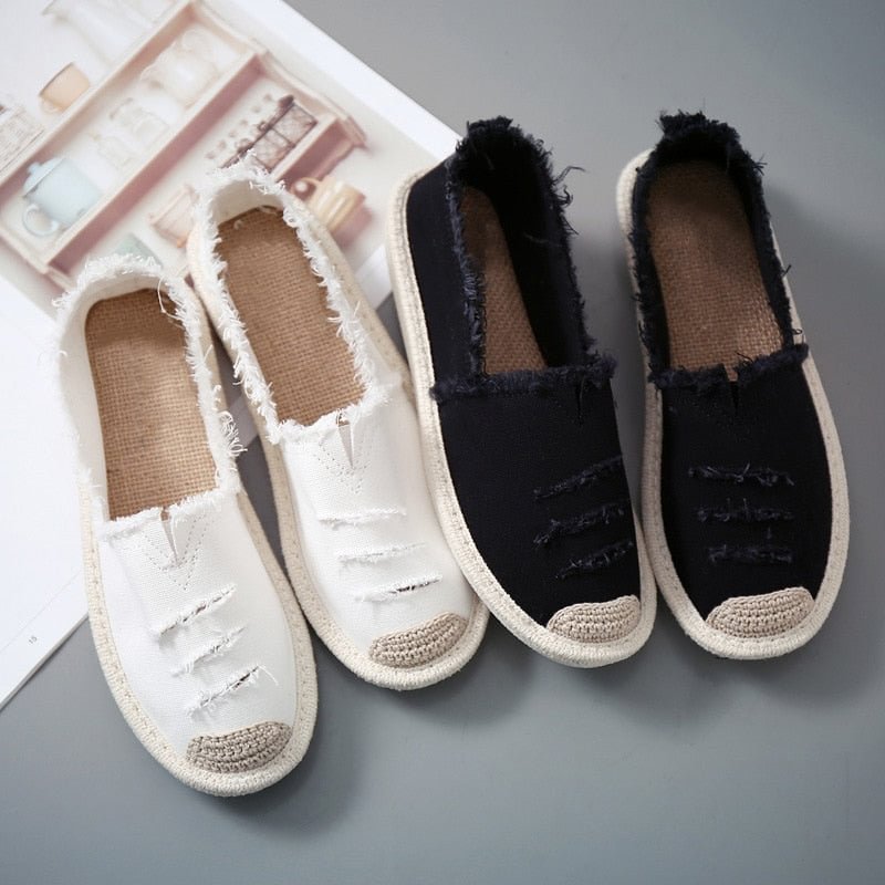 Woman Flat Slip On Canvas Summer Strap Loafers Straw Espadrilles 2020 Ladies Casual Comfort Slip On Lazy Shoes Female Fashion