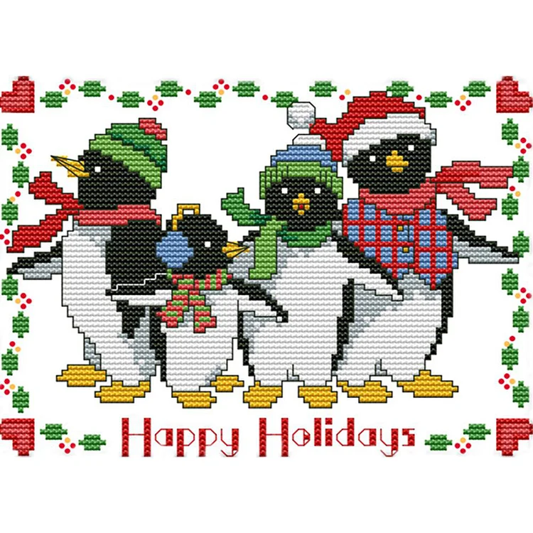 Joy Sunday Christmas Penguin 11CT Counted Cross Stitch 25*18CM