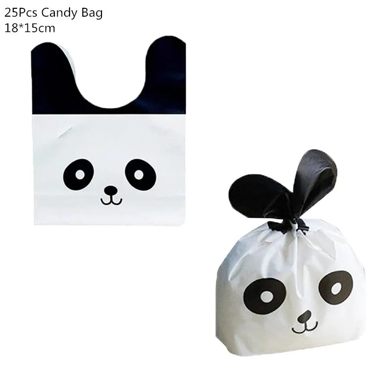 Cartoon Panda Theme Birthday Party Decorations Disposable Tableware Sets Plate Napkin Panda Party Balloon Baby Shower Favors