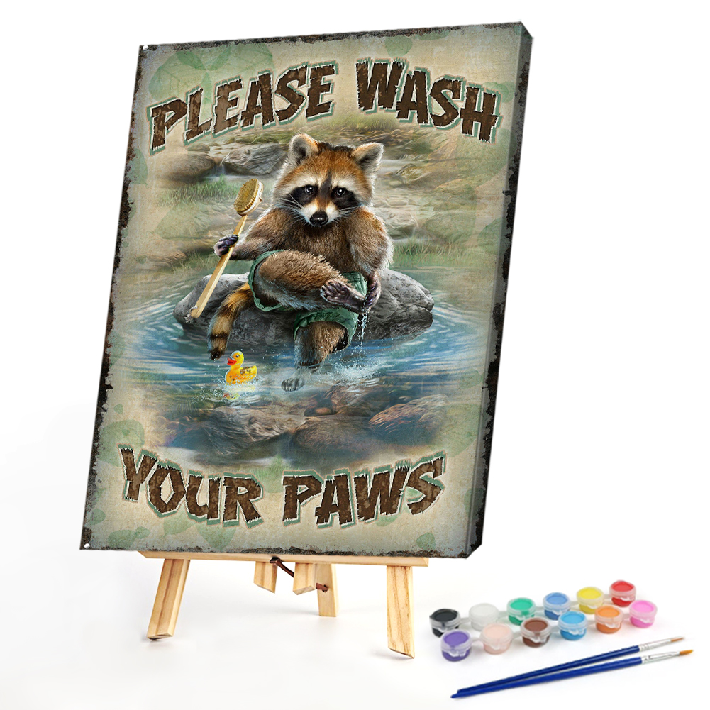 

40*50CM - Paint By Numbers - Retro Raccoon Poster, 501 Original
