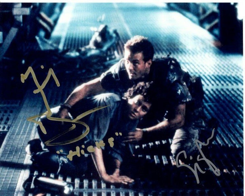 Michael biehn & sigourney weaver signed autographed aliens Photo Poster painting