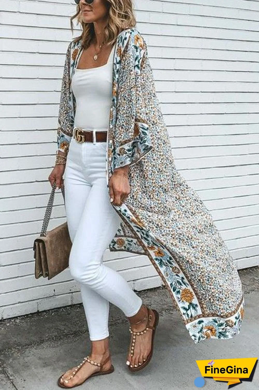 Floral Print Loose Summer Kimono