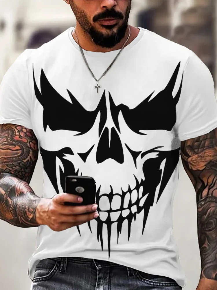 BrosWear Men's Skull Face Short Sleeve Comfy T Shirt