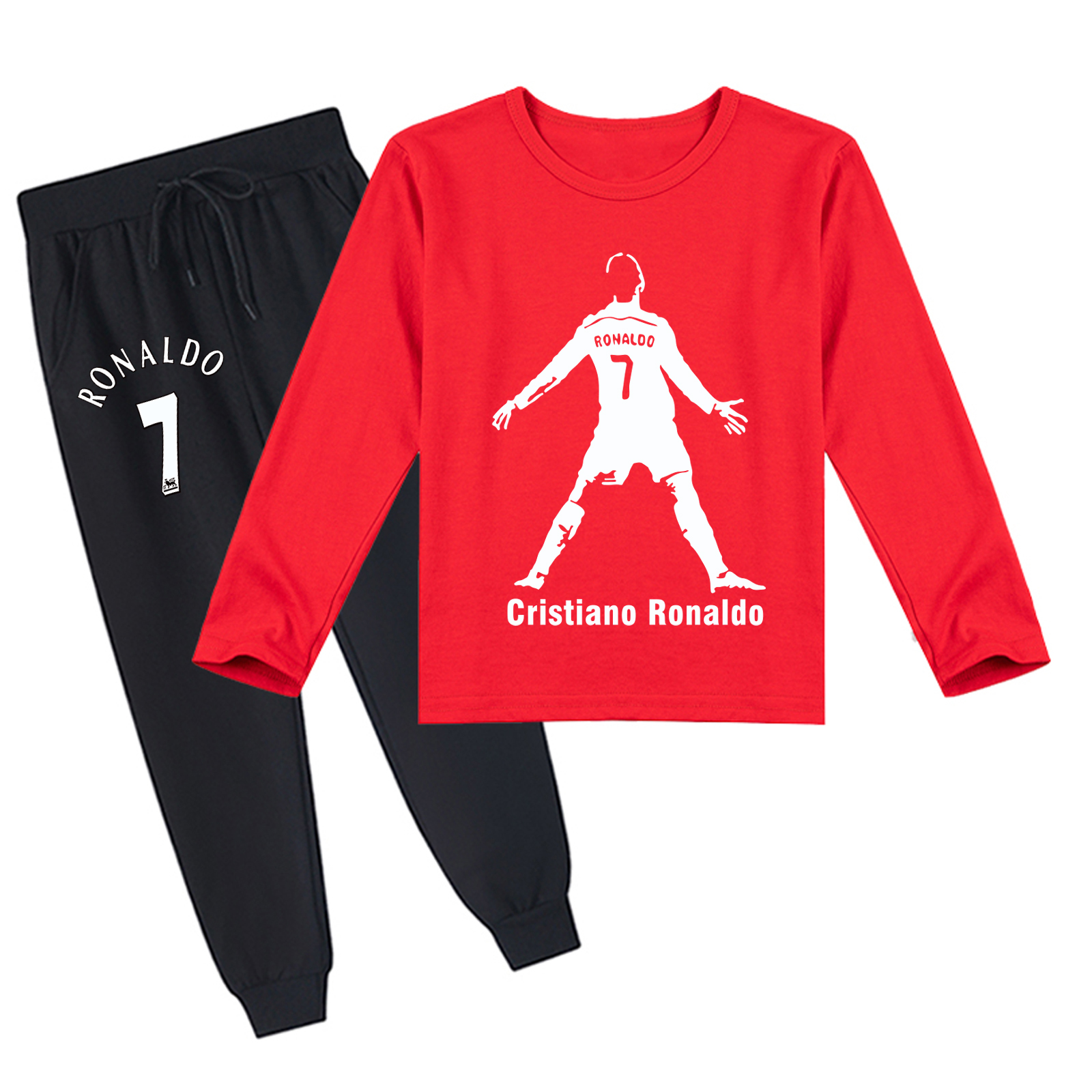Mayoulove Cristiano Ronaldo Long Sleeve T-Shirt Set for Boys  Girls - Sports Apparel, Cool Graphic Tee, Soccer Fan Gear-Mayoulove