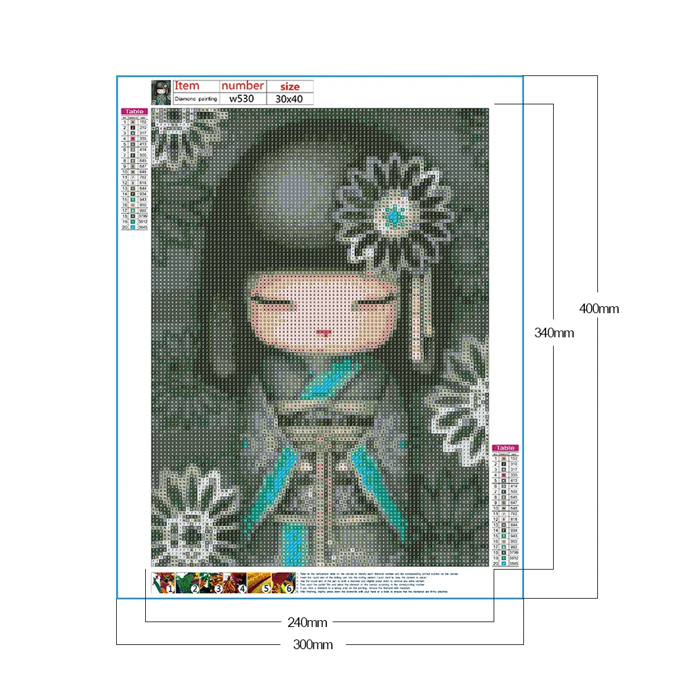 Diamond Painting - Full Round Drill - Kokeshi Doll(30*40cm)