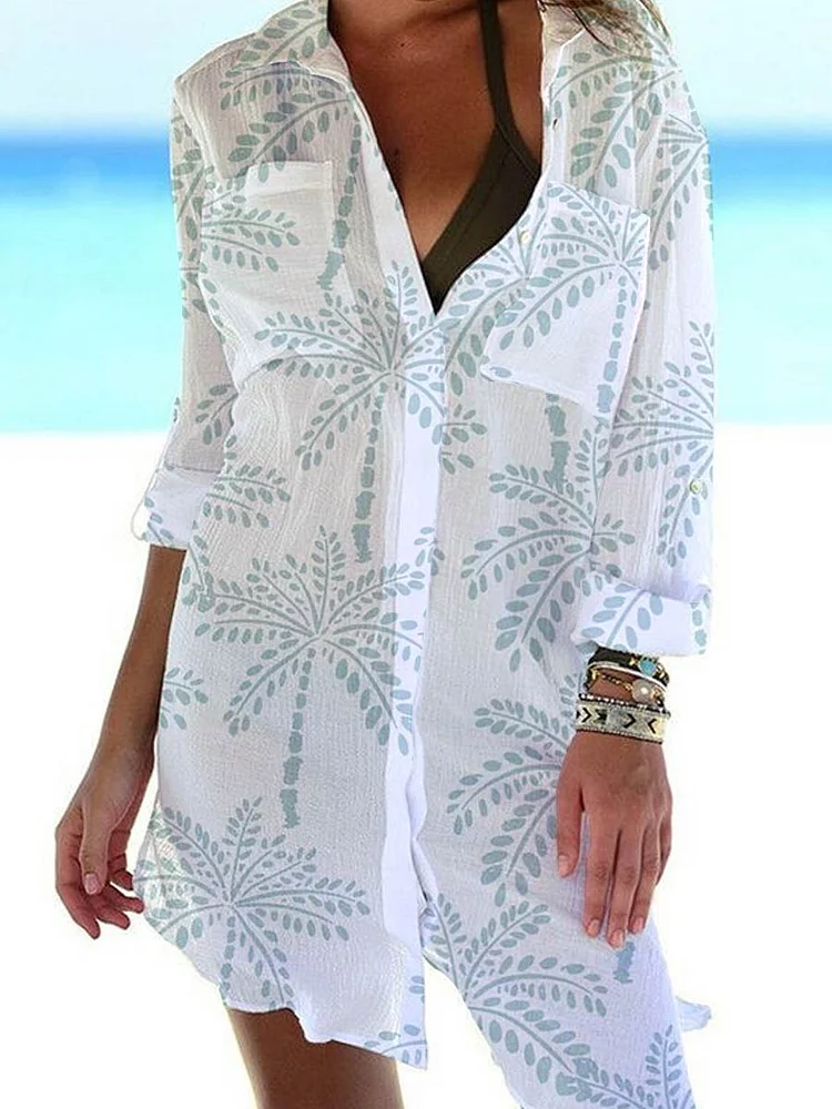 Women's  Beach Holiday Coconut Tree Pattern Casual Dress Shift Dress Mini Dress