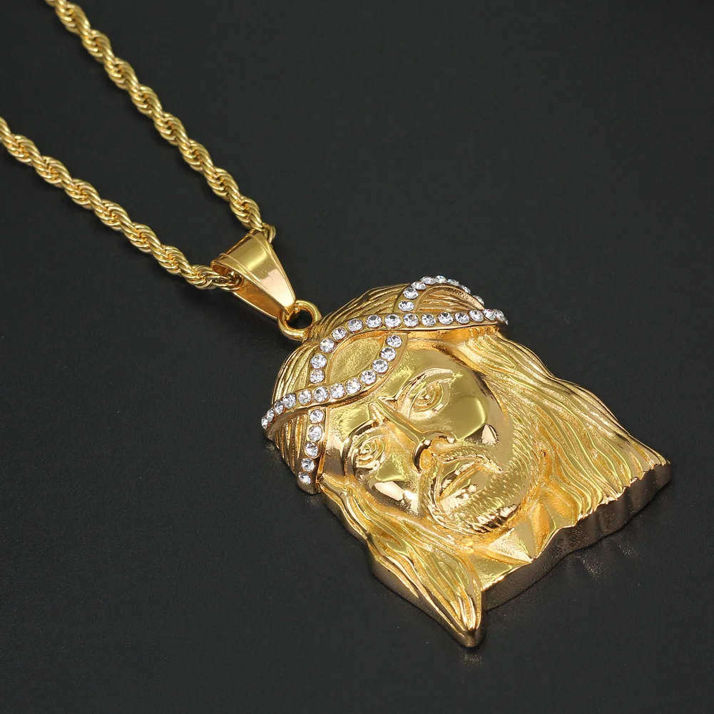 Classic Gold Jesus Head Pendant Necklace-VESSFUL