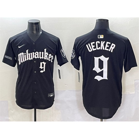Youth Milwaukee Brewers #9 Bob Uecker Black "Gothic 414 Shadows Edition" Vapor Premier Limited Stitched Jersey