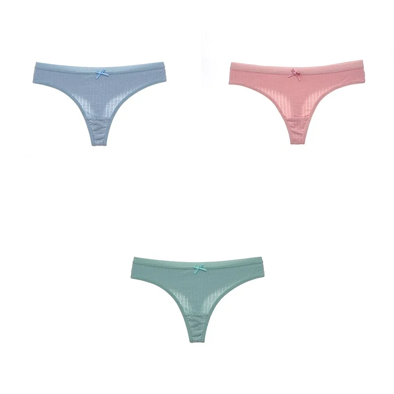 3PCS/Set G-string Panties Cotton Women's Underwear Sexy Pantie Female Underpants Thong Solid Color Panty Lingerie M-XL Hot Sale