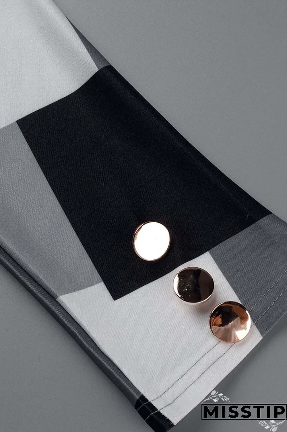 Black White Casual Print Hollowed Out Patchwork Turtleneck Tops