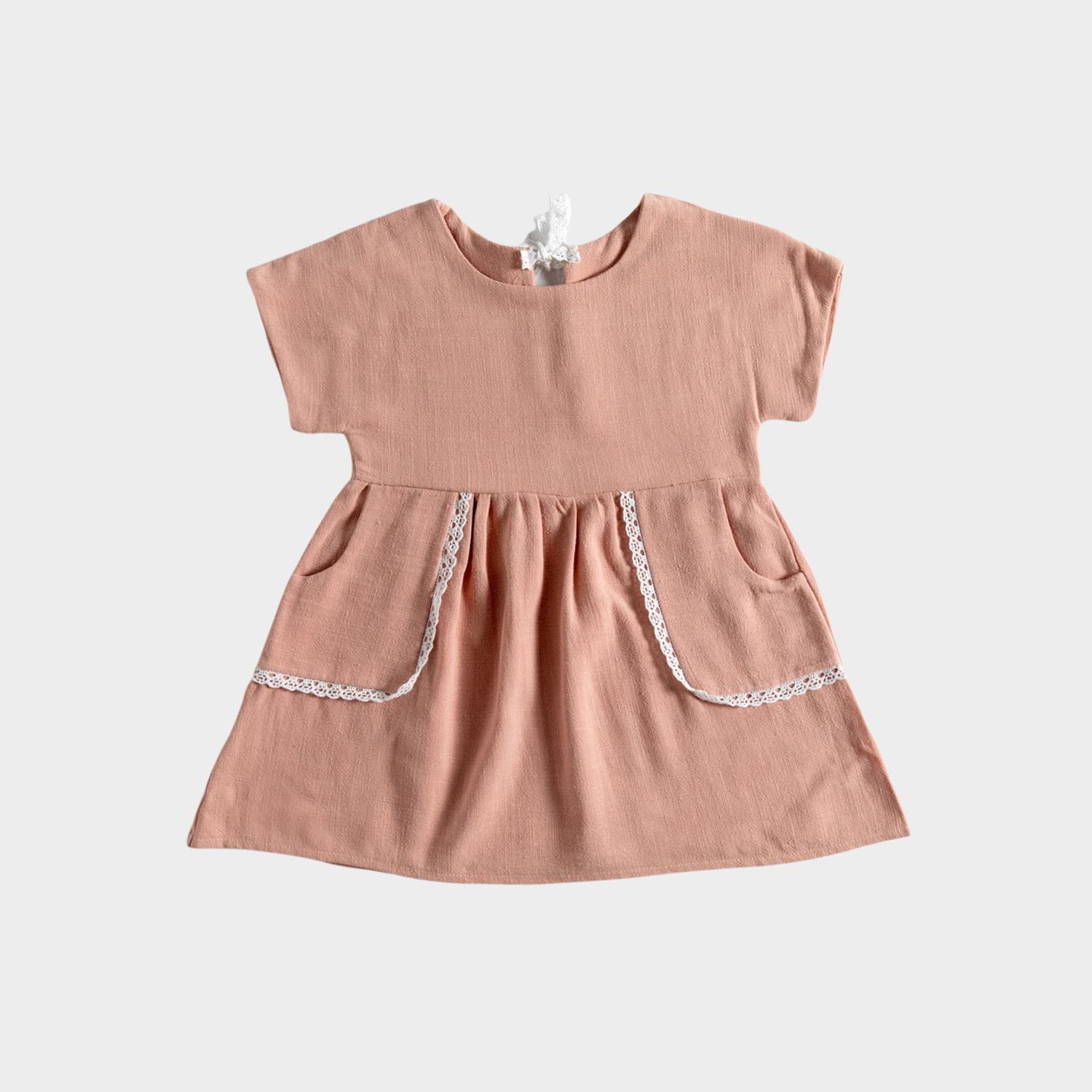 Delicate Lace-Trimmed Linen Girls' Dress REAL SILK LIFE