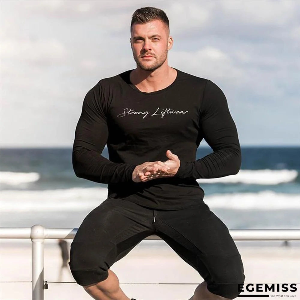 Men High-elasticity Sporting T-shirt Men long Sleeve Fitness T shirt Men's solid gyms Bodybuilding T-shirt Tee | EGEMISS