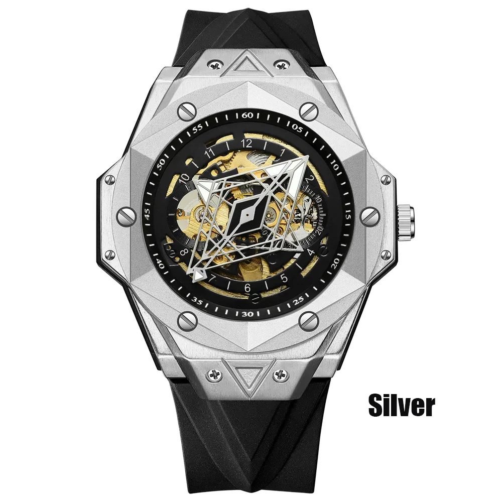 Fashion Men's Automatic Mechanical Watch Silicone Waterproof Sports Watch