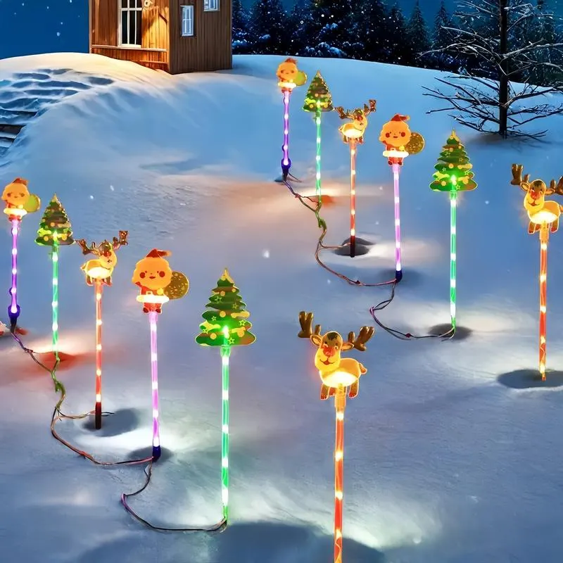 6-Pack Solar Christmas Decorative Lights Christmas-Themed LED Fairy Lights Featuring Santa Claus, Christmas Trees, and Reindeer Plastic Material IP44 Waterproof Rating Ideal for Lawn and Garden Pathway Decorations Holiday Decorations 6-Pack Solar Christmas Decorative Lights Christmas-Themed LED Fairy Lights Featuring Santa Claus, Christmas Trees, and Reindeer Plastic Material IP44 Waterproof Rating Ideal for Lawn and Garden Pathway Decorations Holiday Decorations