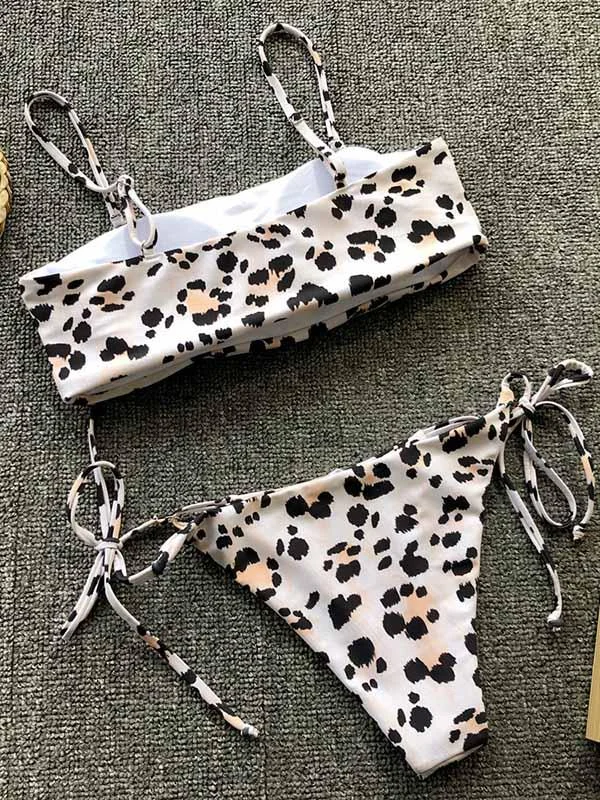 Sexy Leopard Print Bandge Bikinis Swimsuit