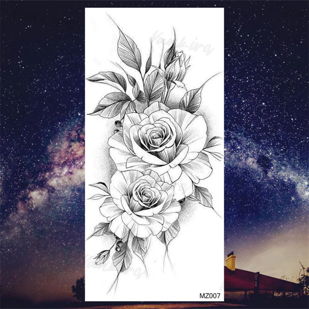 Sdrawing Peony Butterfly Temporary Butterfly Tattoos For Women Girls Realistic Snake Sun Fake Tattoo Sticker Leg Body Tatoos