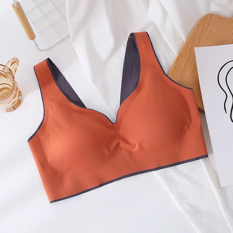 Plus Size Bra M-2XL Seamless Bras for Women Wire Free Solid Color Underwear Sexy Bralette with Pad Vest Top Lingerie